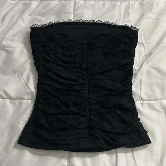 Vintage Y2K Rampage Black Lace-Trimmed Eyelet Top - Picture 2 of 10